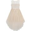 Sunny Fashion Flower Girl Dress Champagne Sequin Hi-Low Wedding Bridesmaid(Beige Sequin)