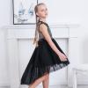 Sunny Fashion Flower Girl Dress Champagne Sequin Hi-Low Wedding Bridesmaid(Black)