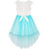 Sunny Fashion Flower Girl Dress Champagne Sequin Hi-Low Wedding Bridesmaid(Blue)