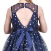 Sunny Fashion Flower Girl Dress Champagne Sequin Hi-Low Wedding Bridesmaid(Blue Heart)