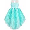 Sunny Fashion Flower Girl Dress Champagne Sequin Hi-Low Wedding Bridesmaid(Green)