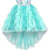 Sunny Fashion Flower Girl Dress Champagne Sequin Hi-Low Wedding Bridesmaid(Green)