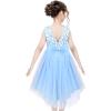 Sunny Fashion Flower Girl Dress Champagne Sequin Hi-Low Wedding Bridesmaid(Light Blue)