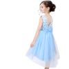 Sunny Fashion Flower Girl Dress Champagne Sequin Hi-Low Wedding Bridesmaid(Light Blue)