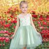 Sunny Fashion Flower Girl Dress Champagne Sequin Hi-Low Wedding Bridesmaid(Light Green)