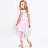 Sunny Fashion Flower Girl Dress Champagne Sequin Hi-Low Wedding Bridesmaid(Pink Embroidery)