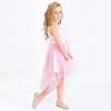 Sunny Fashion Flower Girl Dress Champagne Sequin Hi-Low Wedding Bridesmaid(Pink Embroidery)
