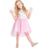 Sunny Fashion Flower Girl Dress Champagne Sequin Hi-Low Wedding Bridesmaid(Pink Embroidery)