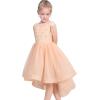 Sunny Fashion Flower Girl Dress Champagne Sequin Hi-Low Wedding Bridesmaid(Pinkish Beige)
