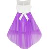 Sunny Fashion Flower Girl Dress Champagne Sequin Hi-Low Wedding Bridesmaid(Purple)