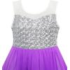 Sunny Fashion Flower Girl Dress Champagne Sequin Hi-Low Wedding Bridesmaid(Purple)