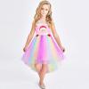 Sunny Fashion Flower Girl Dress Champagne Sequin Hi-Low Wedding Bridesmaid(Rainbow Santa)