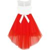 Sunny Fashion Flower Girl Dress Champagne Sequin Hi-Low Wedding Bridesmaid(Red)