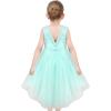 Sunny Fashion Flower Girl Dress Champagne Sequin Hi-Low Wedding Bridesmaid(Turquoise Green)