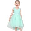 Sunny Fashion Flower Girl Dress Champagne Sequin Hi-Low Wedding Bridesmaid(Turquoise Green)