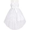 Sunny Fashion Flower Girl Dress Champagne Sequin Hi-Low Wedding Bridesmaid(White)