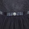 Sunny Fashion Flower Girls Dress Blue Belted Wedding Party Bridesmaid Size 4-12(Black)