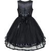 Sunny Fashion Flower Girls Dress Blue Belted Wedding Party Bridesmaid Size 4-12(Black)
