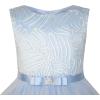 Sunny Fashion Flower Girls Dress Blue Belted Wedding Party Bridesmaid Size 4-12(Blue)