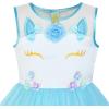 Sunny Fashion Flower Girls Dress Blue Belted Wedding Party Bridesmaid Size 4-12(Blue Unicorn)