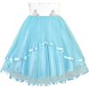 Sunny Fashion Flower Girls Dress Blue Belted Wedding Party Bridesmaid Size 4-12(Blue Unicorn)