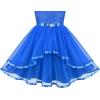 Sunny Fashion Flower Girls Dress Blue Belted Wedding Party Bridesmaid Size 4-12(Cobalt Blue)