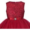 Sunny Fashion Flower Girls Dress Blue Belted Wedding Party Bridesmaid Size 4-12(Dark Red)