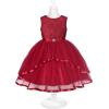 Sunny Fashion Flower Girls Dress Blue Belted Wedding Party Bridesmaid Size 4-12(Dark Red)