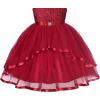 Sunny Fashion Flower Girls Dress Blue Belted Wedding Party Bridesmaid Size 4-12(Dark Red)