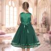 Sunny Fashion Flower Girls Dress Blue Belted Wedding Party Bridesmaid Size 4-12(Emerald Green)