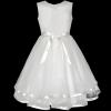 Sunny Fashion Flower Girls Dress Blue Belted Wedding Party Bridesmaid Size 4-12(Off-white)