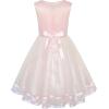 Sunny Fashion Flower Girls Dress Blue Belted Wedding Party Bridesmaid Size 4-12(Pink)