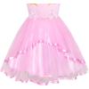 Sunny Fashion Flower Girls Dress Blue Belted Wedding Party Bridesmaid Size 4-12(Pink Unicorn)