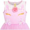 Sunny Fashion Flower Girls Dress Blue Belted Wedding Party Bridesmaid Size 4-12(Pink Unicorn)