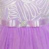 Sunny Fashion Flower Girls Dress Blue Belted Wedding Party Bridesmaid Size 4-12(Purple)