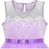Sunny Fashion Flower Girls Dress Blue Belted Wedding Party Bridesmaid Size 4-12(Purple Lace)