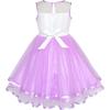 Sunny Fashion Flower Girls Dress Blue Belted Wedding Party Bridesmaid Size 4-12(Purple Unicorn)