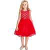 Sunny Fashion Flower Girls Dress Blue Belted Wedding Party Bridesmaid Size 4-12(Red)