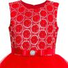 Sunny Fashion Flower Girls Dress Blue Belted Wedding Party Bridesmaid Size 4-12(Red)