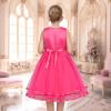 Sunny Fashion Flower Girls Dress Blue Belted Wedding Party Bridesmaid Size 4-12(Sparkle Pink)