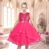 Sunny Fashion Flower Girls Dress Blue Belted Wedding Party Bridesmaid Size 4-12(Sparkle Pink)