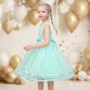 Sunny Fashion Flower Girls Dress Blue Belted Wedding Party Bridesmaid Size 4-12(Turquoise)