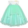 Sunny Fashion Flower Girls Dress Blue Belted Wedding Party Bridesmaid Size 4-12(Turquoise Unicorn)