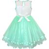 Sunny Fashion Flower Girls Dress Blue Belted Wedding Party Bridesmaid Size 4-12(Turquoise Unicorn)