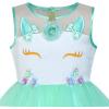 Sunny Fashion Flower Girls Dress Blue Belted Wedding Party Bridesmaid Size 4-12(Turquoise Unicorn)