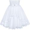Sunny Fashion Flower Girls Dress Blue Belted Wedding Party Bridesmaid Size 4-12(White)