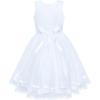 Sunny Fashion Flower Girls Dress Blue Belted Wedding Party Bridesmaid Size 4-12(White)