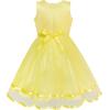 Sunny Fashion Flower Girls Dress Blue Belted Wedding Party Bridesmaid Size 4-12(Yellow)