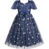 Sunny Fashion Flower Girls Dress Lace Hem Wedding First Communion Size 6-14(Blue)