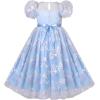 Sunny Fashion Flower Girls Dress Lace Hem Wedding First Communion Size 6-14(Ice Blue)